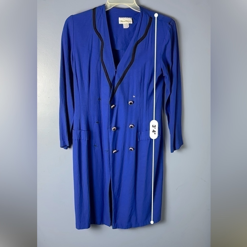 Ultra Dress Royal Blue Blazer Dress with Black and Gold Buttons - Picture 7 of 7